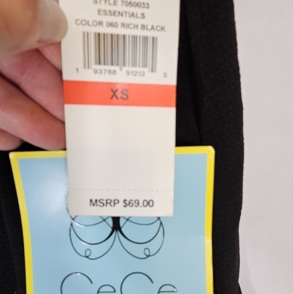 CECE size XS black V-neck long-sleeved tie blouse NWT - Picture 4 of 8